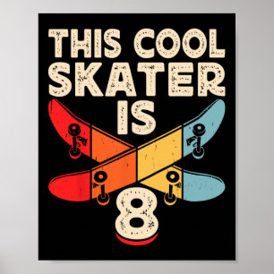 Poster Silhouette Rétro de Skateboard Skateboardeur Skate