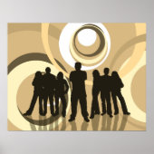Poster Silhouette rétro Personnes avec cercles Abstraits (Devant)