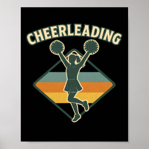 Poster Silhouette Rétro Vintage de Cheerleading