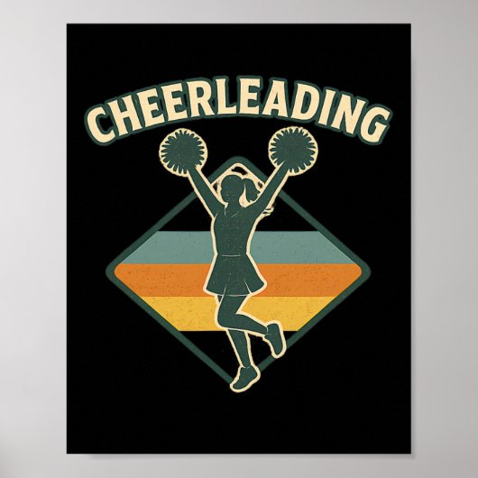Poster Silhouette Rétro Vintage de Cheerleading (Devant)