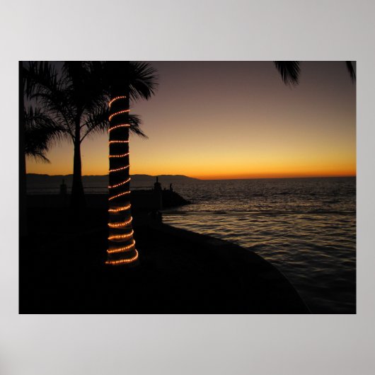Poster Silhouette romantique coucher de soleil (Devant)