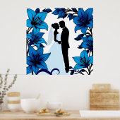Poster Silhouette romantique d'un couple (Cuisine)