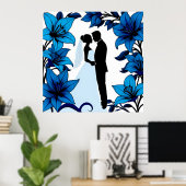 Poster Silhouette romantique d'un couple (Bureau à domicile)