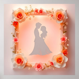 Poster Silhouette romantique d'un couple