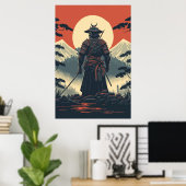 Poster Silhouette Samurai Warrier Moon (Bureau à domicile)