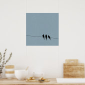 Poster Silhouette Sky Blackbirds sur fil (Cuisine)