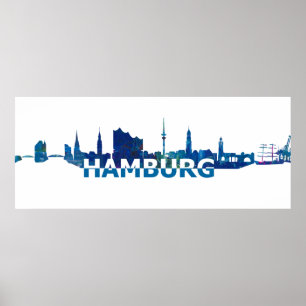 Poster Silhouette Skyline Allemagne Hambourg