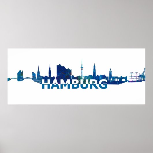 Poster Silhouette Skyline Allemagne Hambourg (Devant)