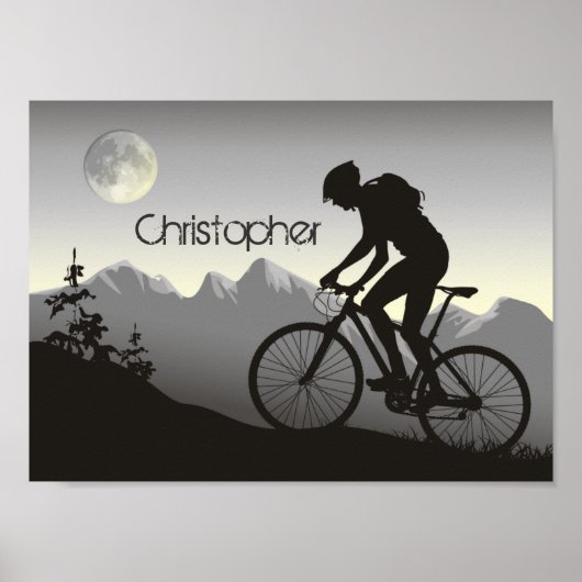 Poster Silhouette VTT et Lune personnalisées (Devant)