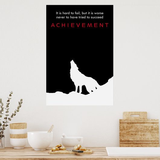Poster Silhouette Wolf Howf noir et blanc (Cuisine)