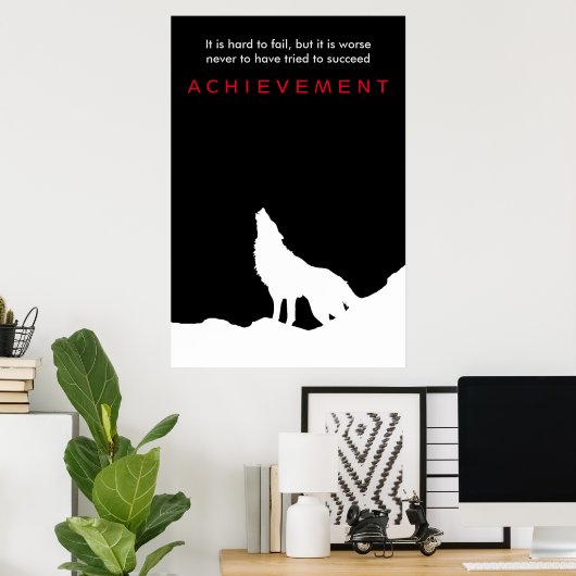 Poster Silhouette Wolf Howf noir et blanc (Bureau à domicile)