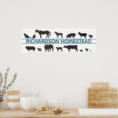 Poster Silhouettes d'animaux de ferme Homestead personnal (Cuisine)