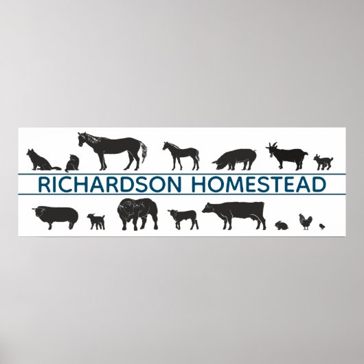 Poster Silhouettes d'animaux de ferme Homestead personnal (Devant)