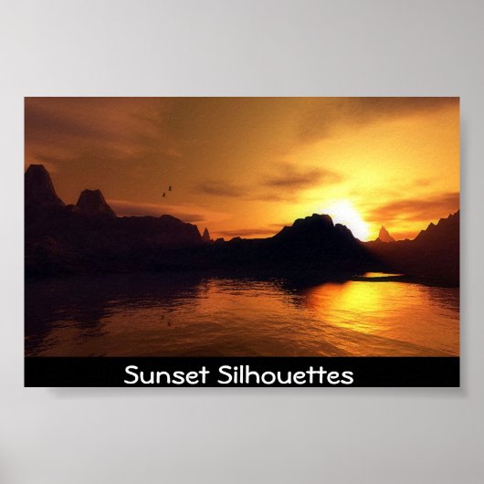 Poster Silhouettes de coucher de soleil (Devant)