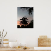 Poster Silhouettes de frondes de palmiers au coucher du s (Cuisine)