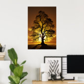 Poster Silhouettes de l'arbre du coucher du soleil (Bureau à domicile)