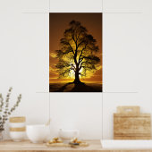 Poster Silhouettes de l'arbre du coucher du soleil (Cuisine)