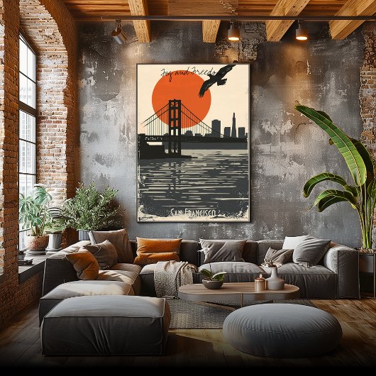 Poster Silhouettes de San Francisco - Golden Gate Reflect