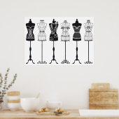 Poster silhouettes mannequins de mode vintage (Cuisine)