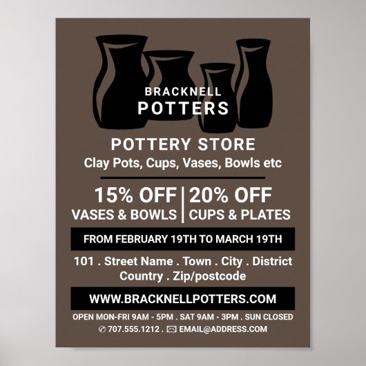 Poster Silhouettes Vase, Poterie Store, Potters Adjudicat (Devant)