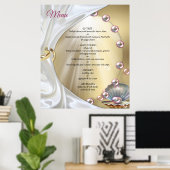 Poster Silk ivoire, dentelle et perles d'or et marbre (Bureau à domicile)