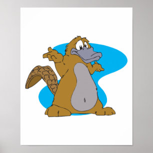 Poster silly cartoon platypus