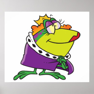 Poster silly frog queen animal cartoon