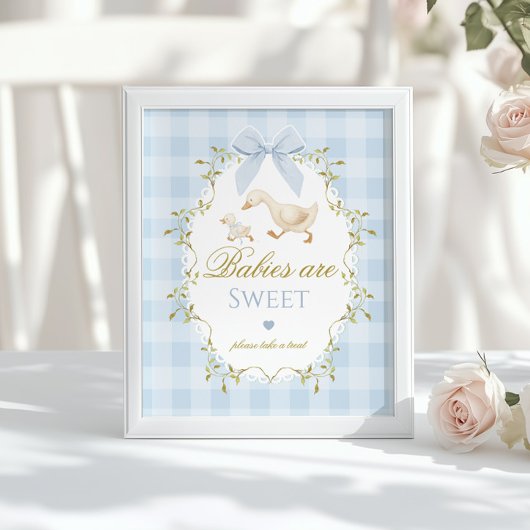 Poster Silly Goose Babies are sweet Blue Gingham Bow