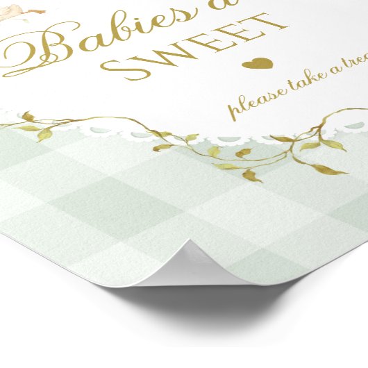 Poster Silly Goose Babies are sweet Sage Green Gingham (Coin)