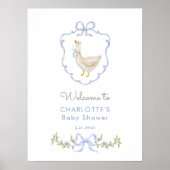 Poster Silly Goose Blue Bow Baby boy Douche Bienvenue (Devant)