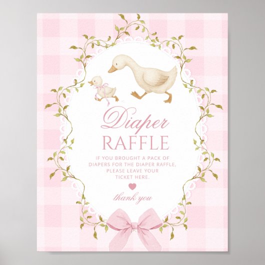 Poster Silly Goose Diaper raffle Pink Gingham Bow (Devant)
