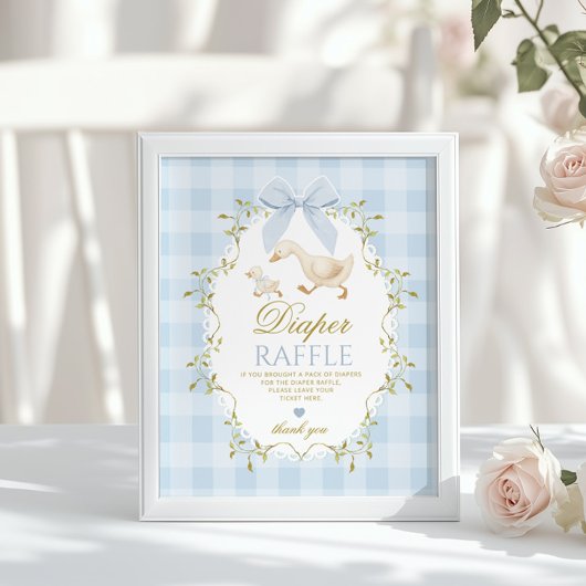 Poster Silly Goose Diaper Raffle Sage Green Whimsical