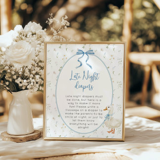 Poster Silly Goose Diapers de nuit tard Baby shower garço