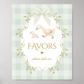 Poster Silly Goose Favors Sage Gingham Baby Shower (Devant)