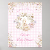 Poster Silly Goose Floral Gingham Baby Shower Welcome (Devant)