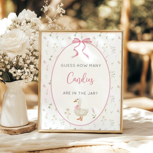 Poster Silly Goose Girl Baby shower Devinez combien de je