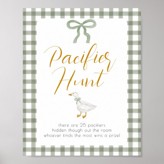 Poster Silly Goose Green Gingham Pacifier Hunt Game (Devant)