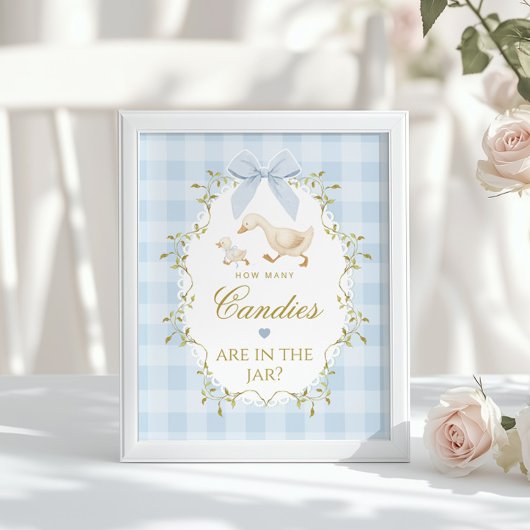 Poster Silly Goose How many candies Blue Gingham