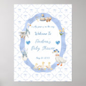Poster Silly Goose Whimsical Bow Baby Boy Shower Welcome (Devant)