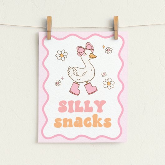 Poster Silly Snacks Goose Table Sign