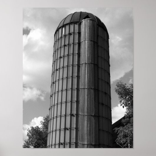 Poster Silo du Midwest noir et blanc (Devant)