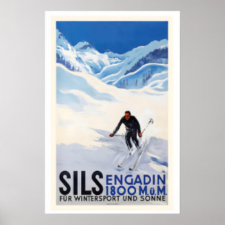 Poster Sils im Engadin Zwitzerland For Winter Sports and