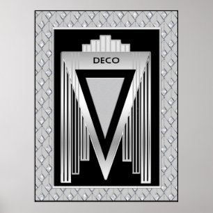 Poster Silver and Black art Deco