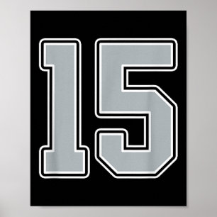 Poster Silver Black Blanc Numéro 15 Joueur Jersey Uniform