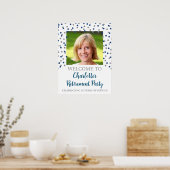 Poster Silver Blue Retirement Party Custom 18x24 Photo (Cuisine)