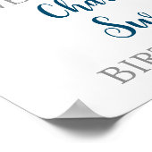 Poster Silver Blue Sweet 16 Anniversaire Personnalisé 12x (Coin)