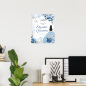 Poster Silver Blue Winter Snowflake Mis Quince Bienvenue (Bureau à domicile)