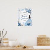 Poster Silver Blue Winter Snowflake Mis Quince Bienvenue (Cuisine)
