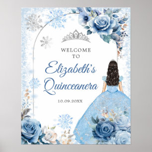 Poster Silver Blue Winter Snowflake Mis Quince Bienvenue