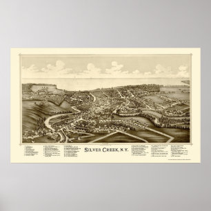Poster Silver Creek, NY Carte panoramique - 1892
